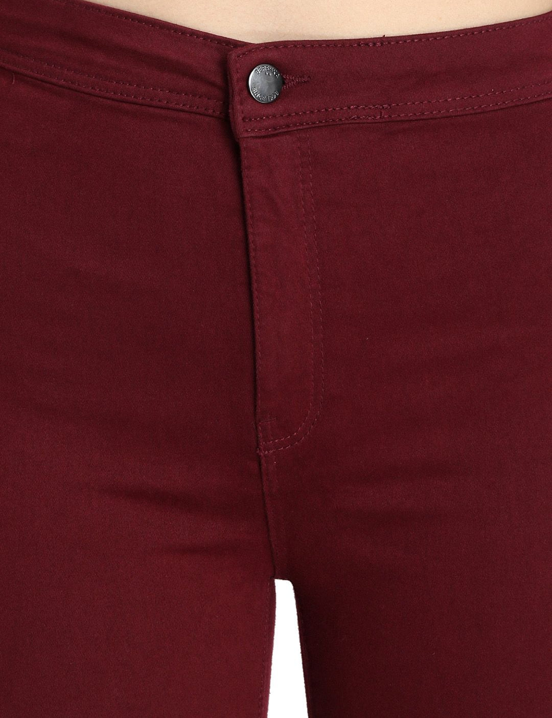 Kotty Women Maroon Skinny Fit High-Rise Clean Look Jeans