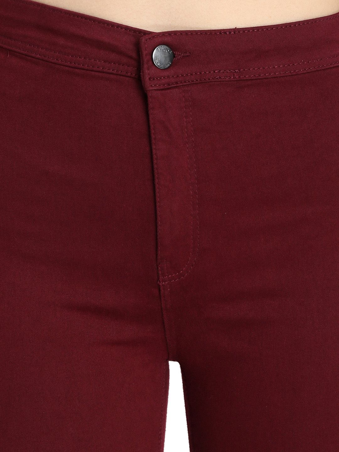 Kotty Women Maroon Skinny Fit High-Rise Clean Look Jeans