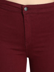 Kotty Women Maroon Skinny Fit High-Rise Clean Look Jeans