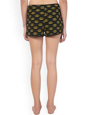 Kotty Women Black Graphic Printed Lounge Shorts