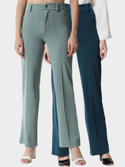 KOTTY BIZwear Women Pack Of 2 Straight Fit High-Rise Easy Wash Relaxed Trousers