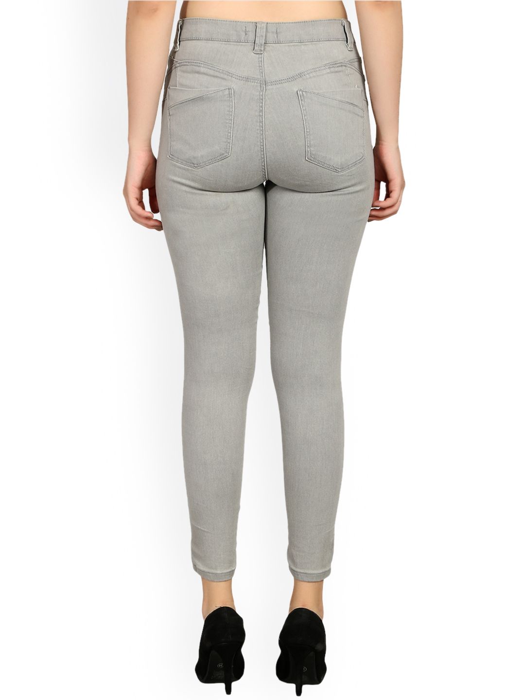 Kotty Women Grey Skinny Fit High-Rise Clean Look Jeans