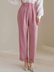 Kotty Women Pink Relaxed Straight Leg Straight Fit High-Rise Trousers