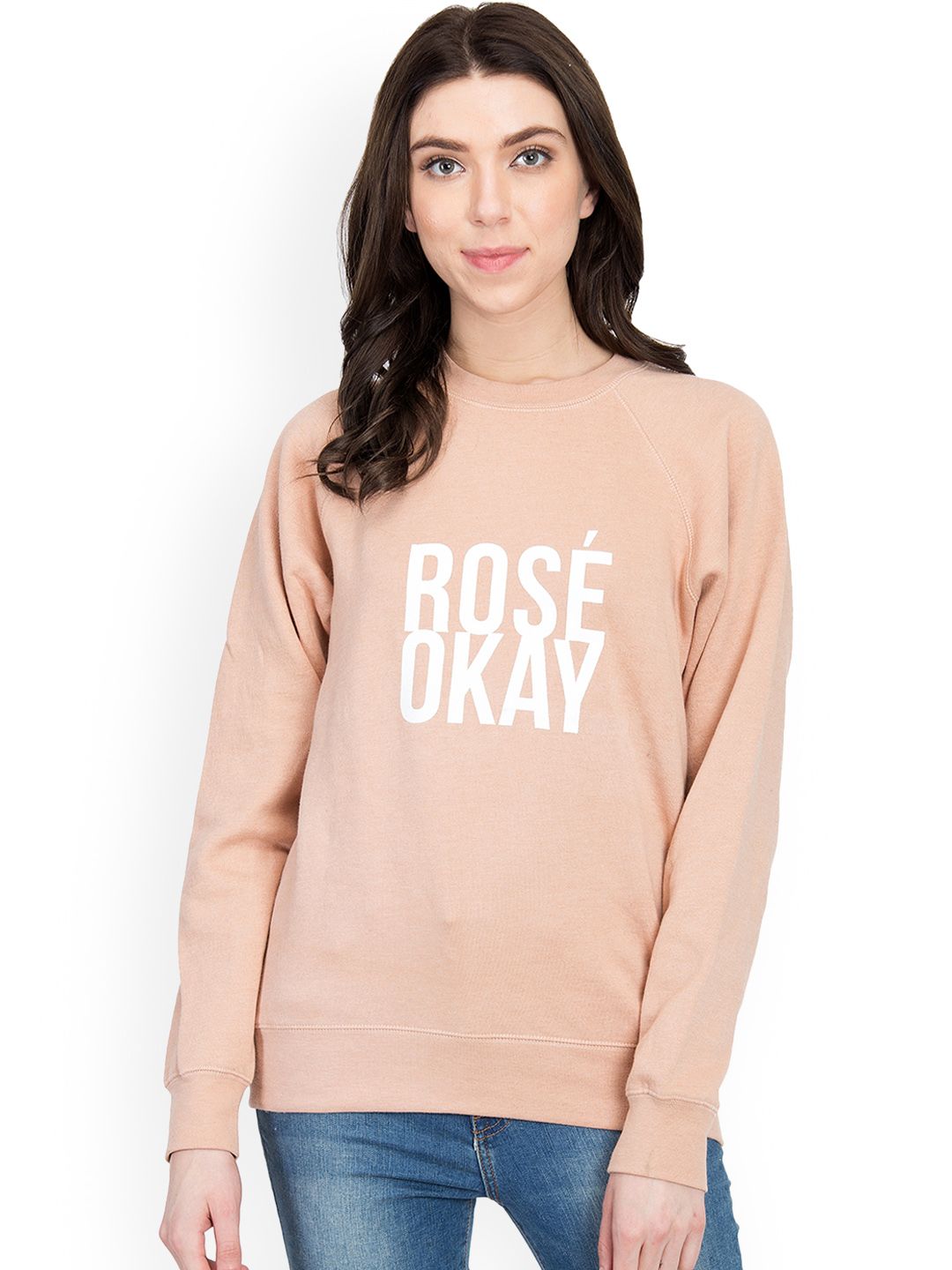 Kotty Women Peach-Coloured Printed Sweatshirt