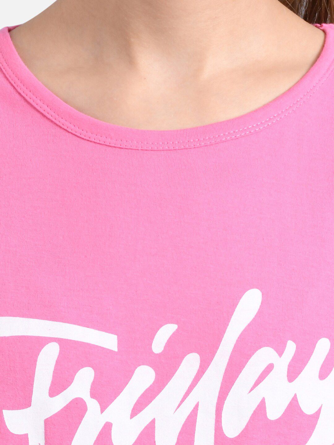 Kotty Women Pink Printed Round Neck T-shirt