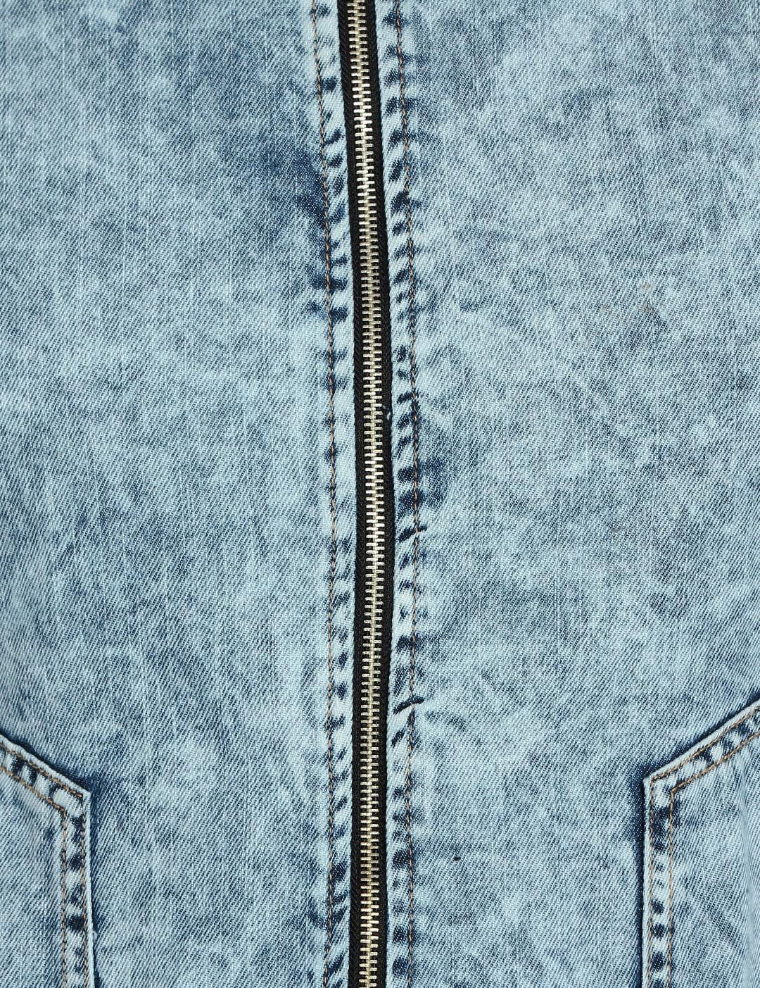 Kotty Men Blue Solid Denim Jacket