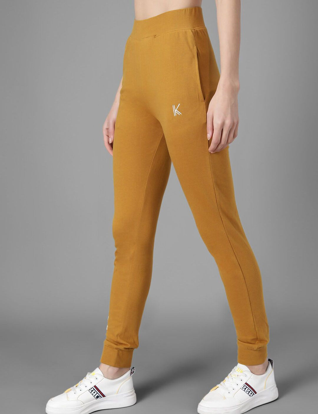 Kotty Women Mustard Yellow & White Printed Joggers