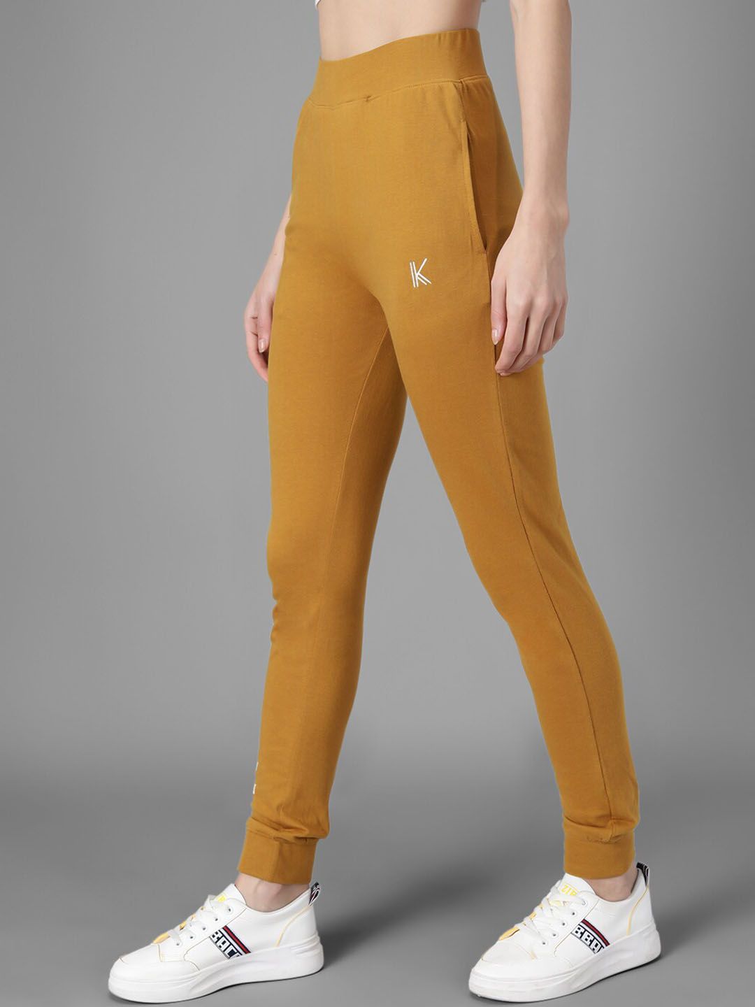 Kotty Women Mustard Yellow & White Printed Joggers