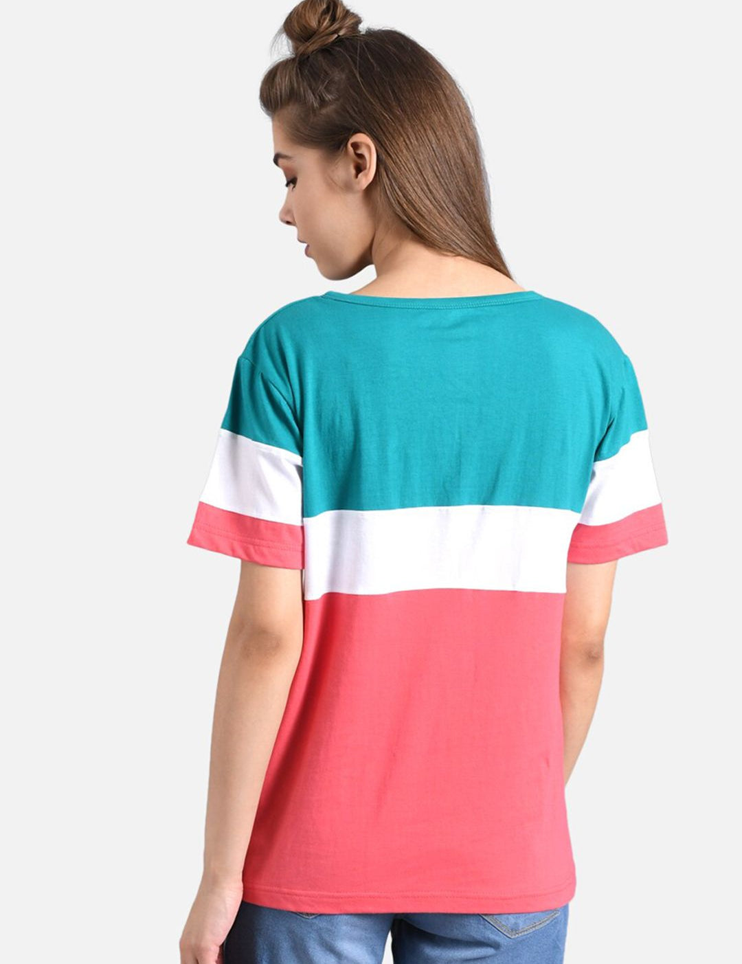 Kotty Women Pack Of 2 Multicoloured Colourblocked Round Neck T-shirts