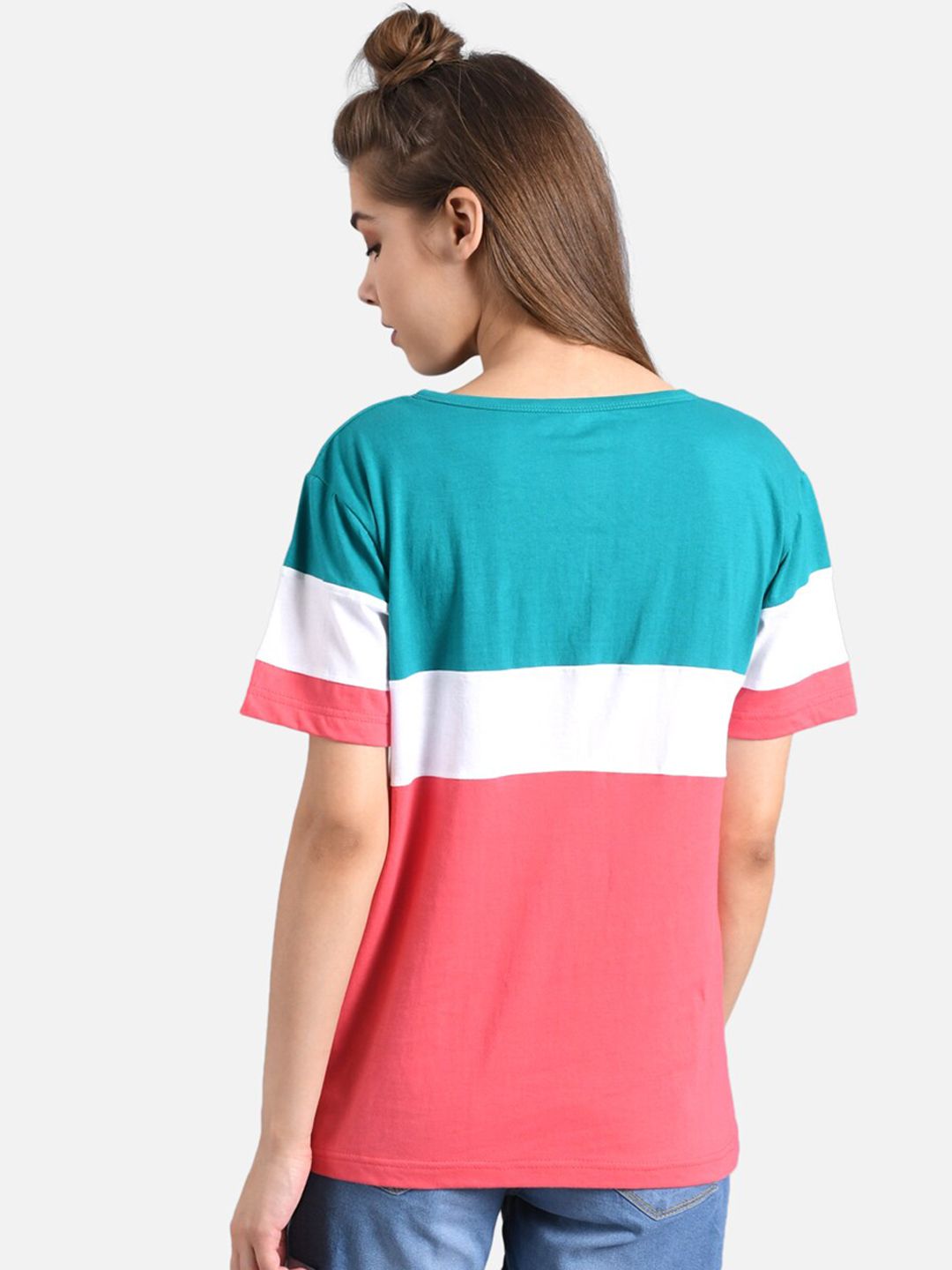 Kotty Women Pack Of 2 Multicoloured Colourblocked Round Neck T-shirts