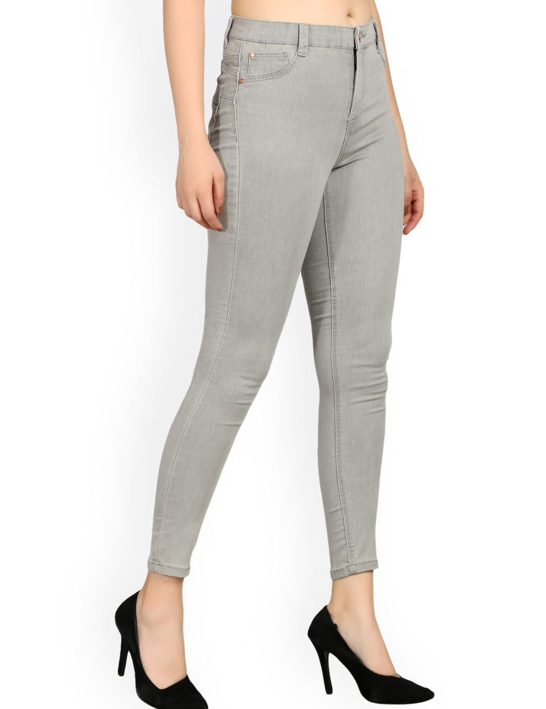 Kotty Women Grey Skinny Fit High-Rise Clean Look Jeans