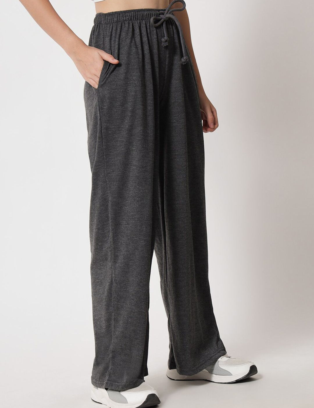 Kotty Women Grey Relaxed High-Rise Easy Wash Trousers