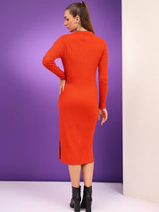 Kotty Women Striped Cotton Bodycon Midi Dress