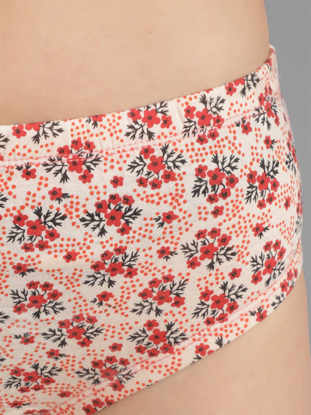 Kotty Women Beige & Red Floral Printed Cotton Hipster Briefs KTTWOMENSPANTY379