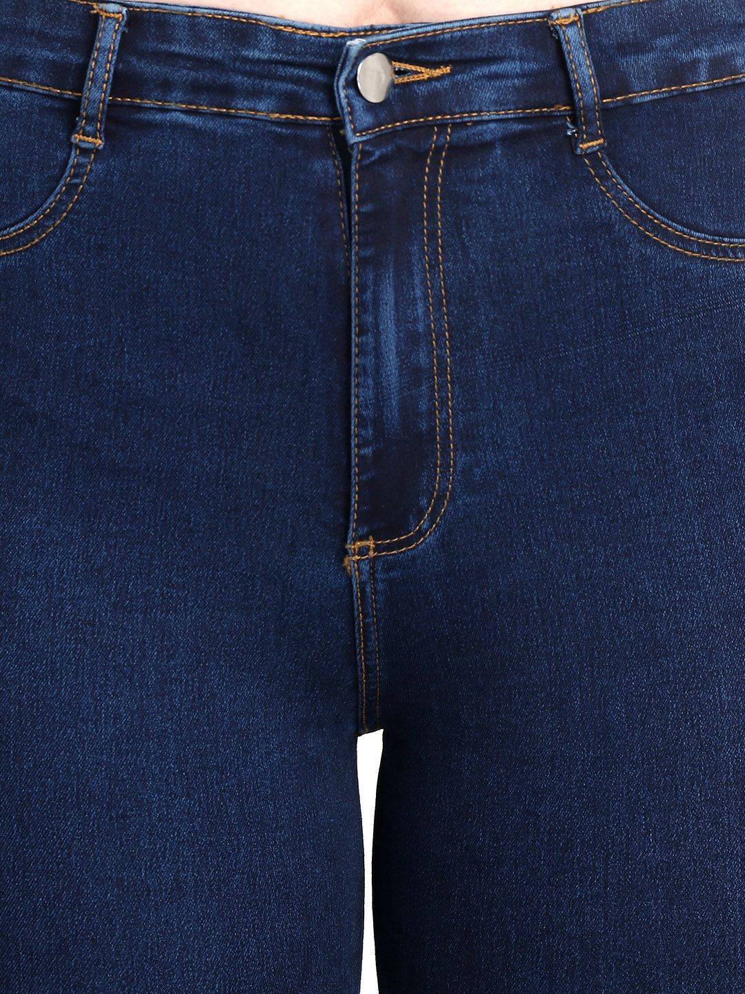 Kotty Women Blue Skinny Fit High-Rise Slash Knee Cropped Jeans