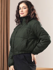 Kotty Women Mock Collar Solid Casual Insulator Puffer Jacket
