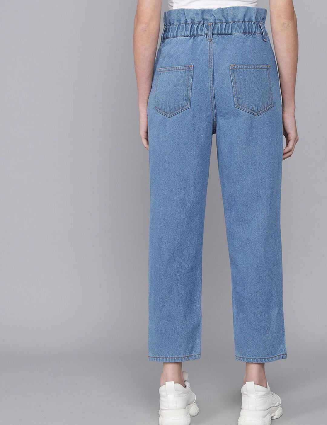 Kotty Women Blue Boyfriend Fit High-Rise Mildly Distressed Jeans