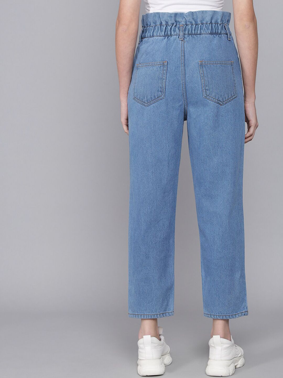 Kotty Women Blue Boyfriend Fit High-Rise Mildly Distressed Jeans