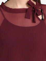 Kotty Women Maroon Solid Pure Cotton Top