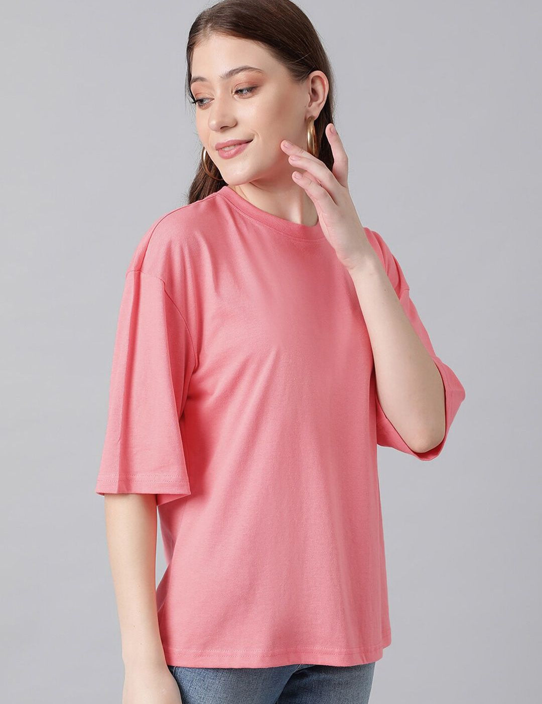 KOTTY Basics Basics Round Neck Drop-Shoulder Sleeves Oversized T-shirt