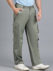 Kotty Men Relaxed Low-Rise Easy Wash Cargos Trousers