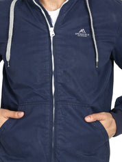 Kotty Men Blue Solid Hooded Sweatshirt