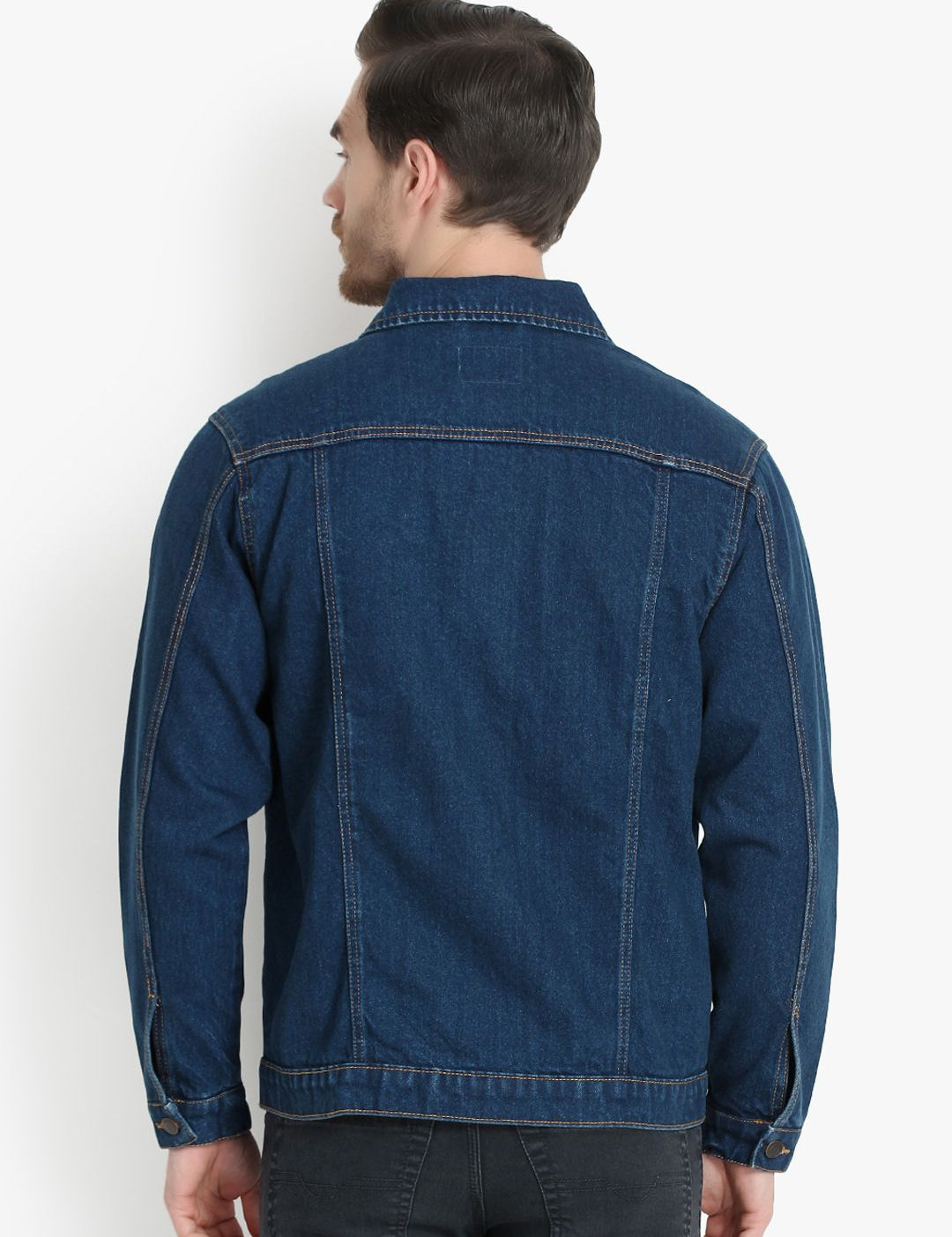Kotty Men Blue Solid Denim Jacket