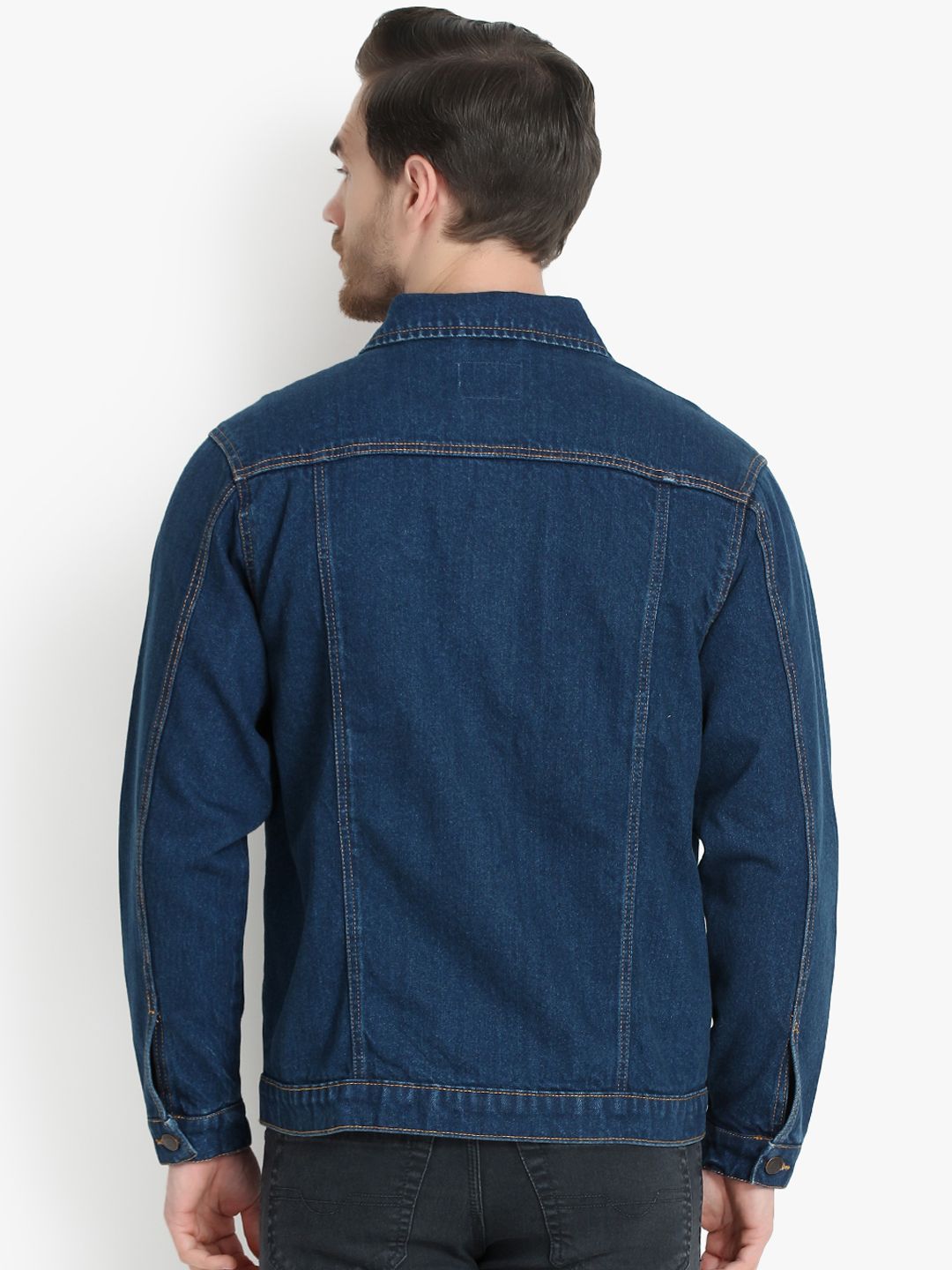 Kotty Men Blue Solid Denim Jacket