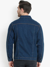 Kotty Men Blue Solid Denim Jacket