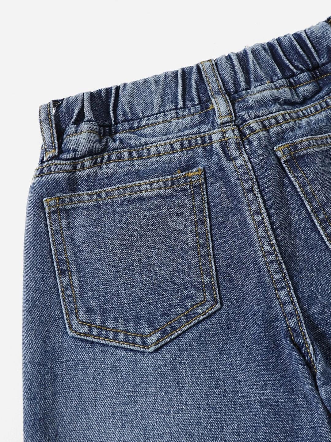 Kotty Girls Blue Jean Fit Heavy Fade Stretchable Jeans