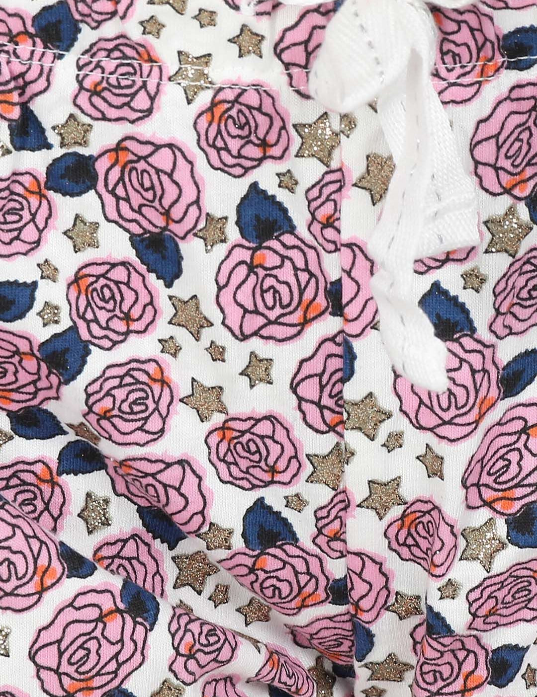 Kotty Women Cream-Coloured & Pink Printed Lounge Shorts