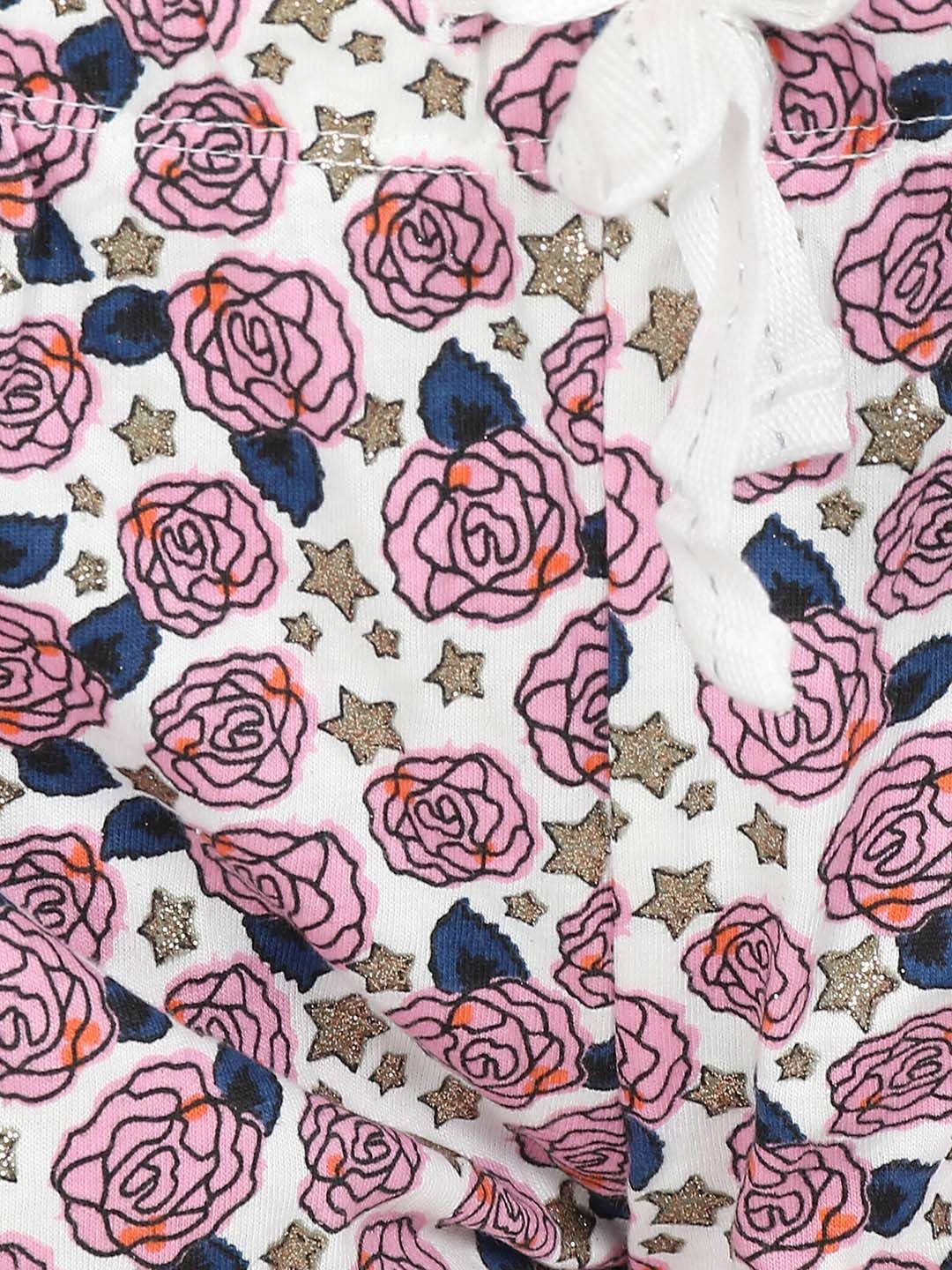 Kotty Women Cream-Coloured & Pink Printed Lounge Shorts