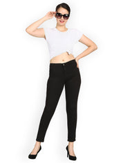 Kotty Women Black Skinny Fit High-Rise Slash Knee Jeans