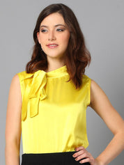Kotty Tie-Up Neck Regular Satin Top
