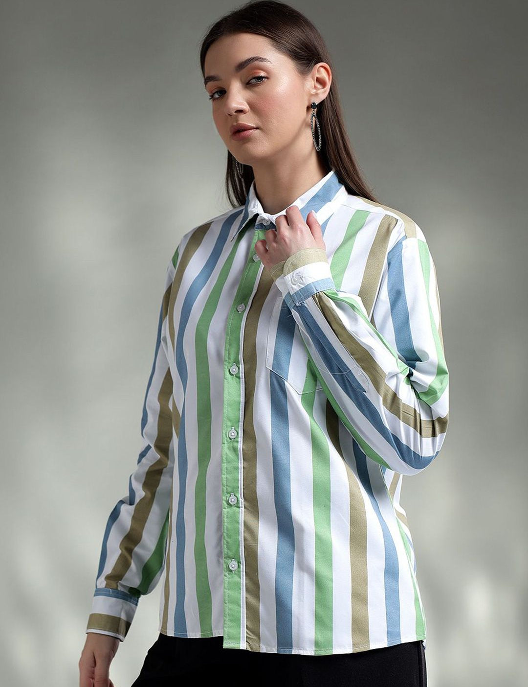 Kotty Women Spread Collar Graphic Printed Cotton Casual Shirt