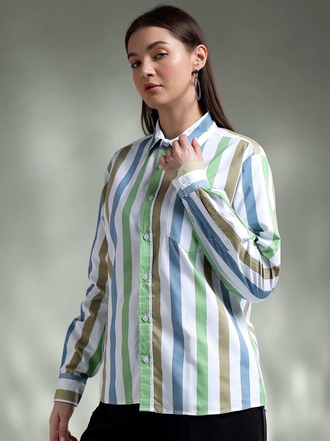 Kotty Women Spread Collar Graphic Printed Cotton Casual Shirt