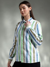 Kotty Women Spread Collar Graphic Printed Cotton Casual Shirt