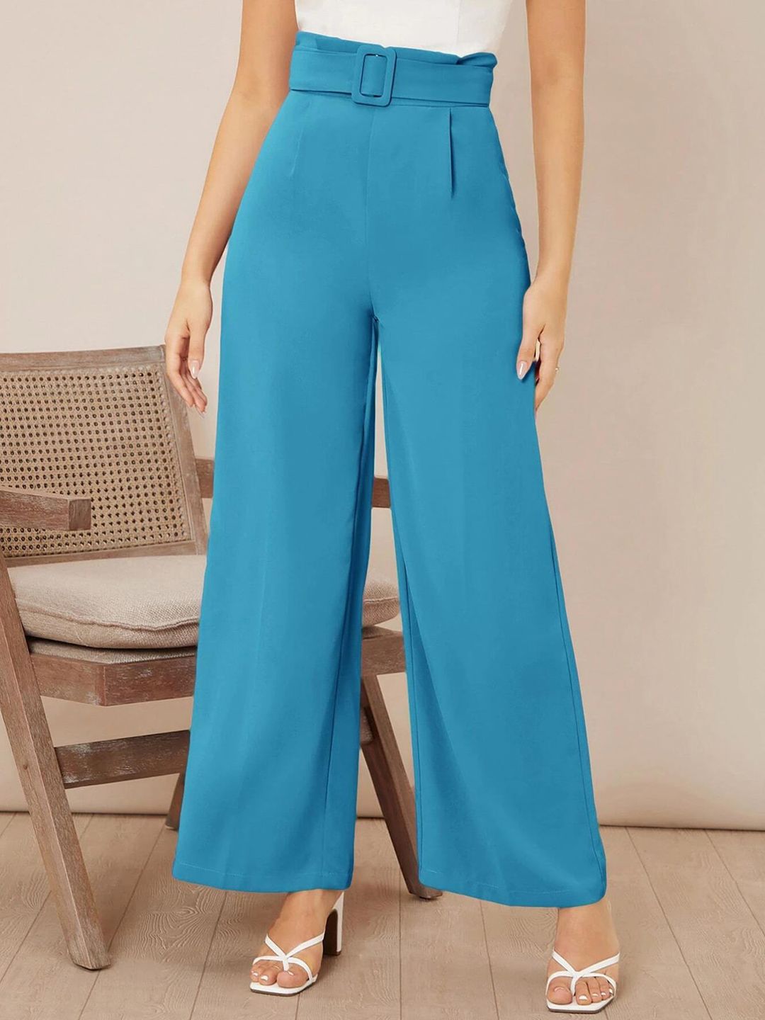 Kotty Pack Of 2 Women Relaxed Straight Fit High-Rise Pleated Trousers