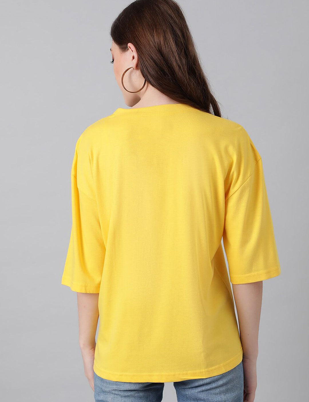 KOTTY Basics Typography Printed Drop-Shoulder Sleeves Oversized T-shirt