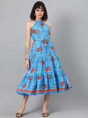 Kotty Multicoloured Floral Print Fit & Flare Midi Dress