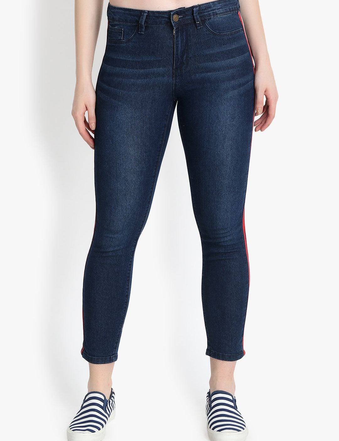 Kotty Women Blue Skinny Fit High-Rise Clean Look Cropped Jeans