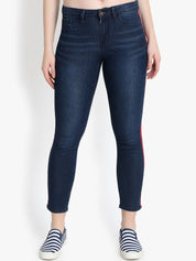 Kotty Women Blue Skinny Fit High-Rise Clean Look Cropped Jeans