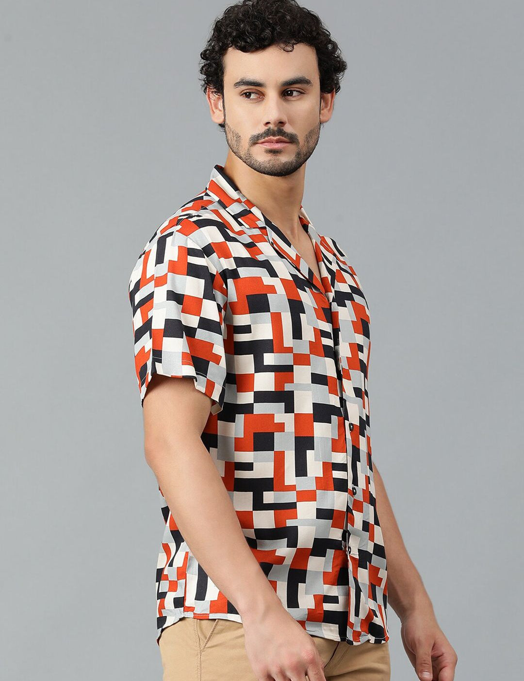 Kotty Men Geometric Printed Casual Shirt