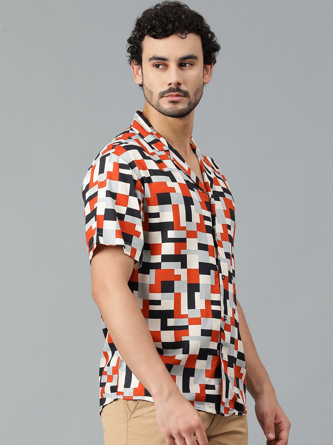 Kotty Men Geometric Printed Casual Shirt