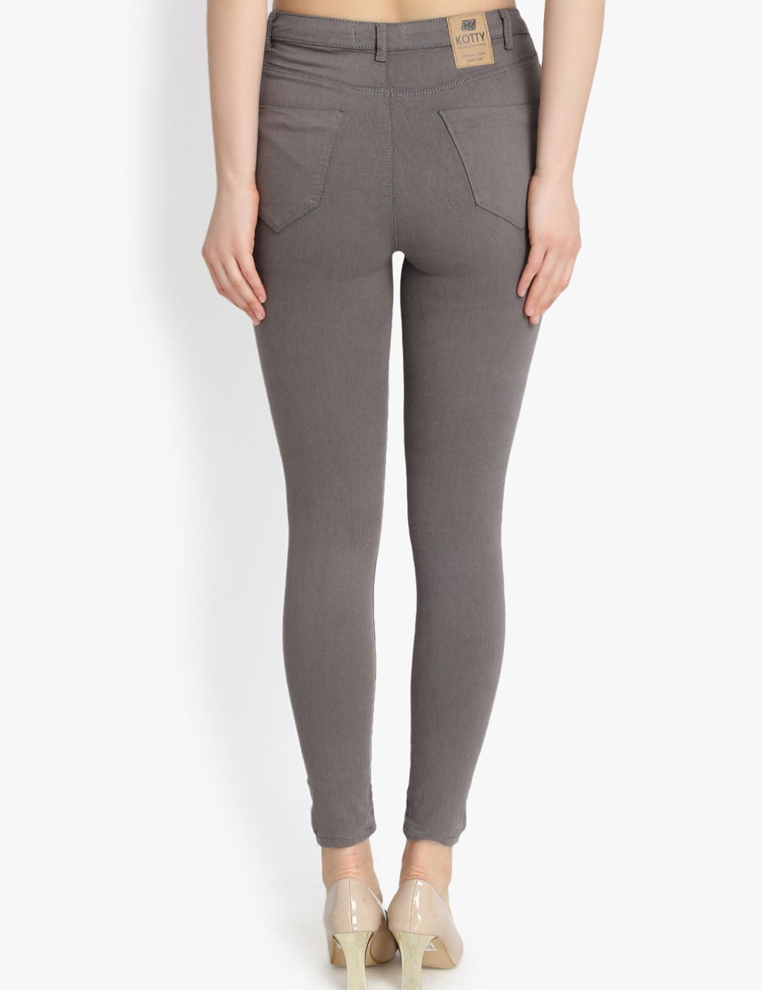 Kotty Women Grey Skinny Fit High-Rise Clean Look Stretchable Jeans