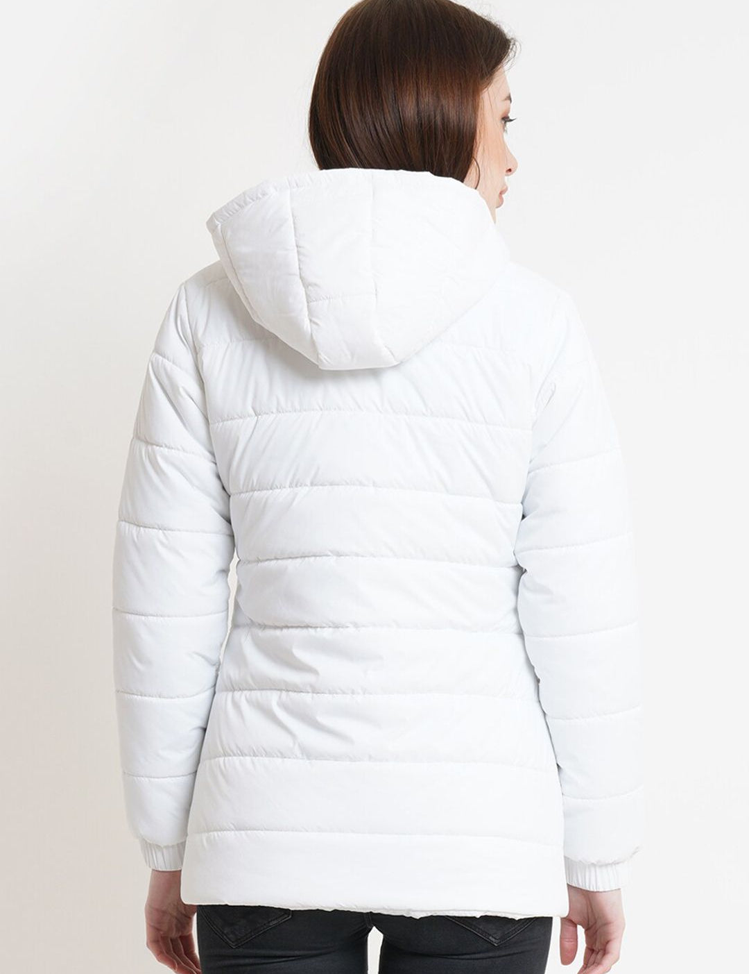 Kotty Women White Windcheater Puffer Jacket