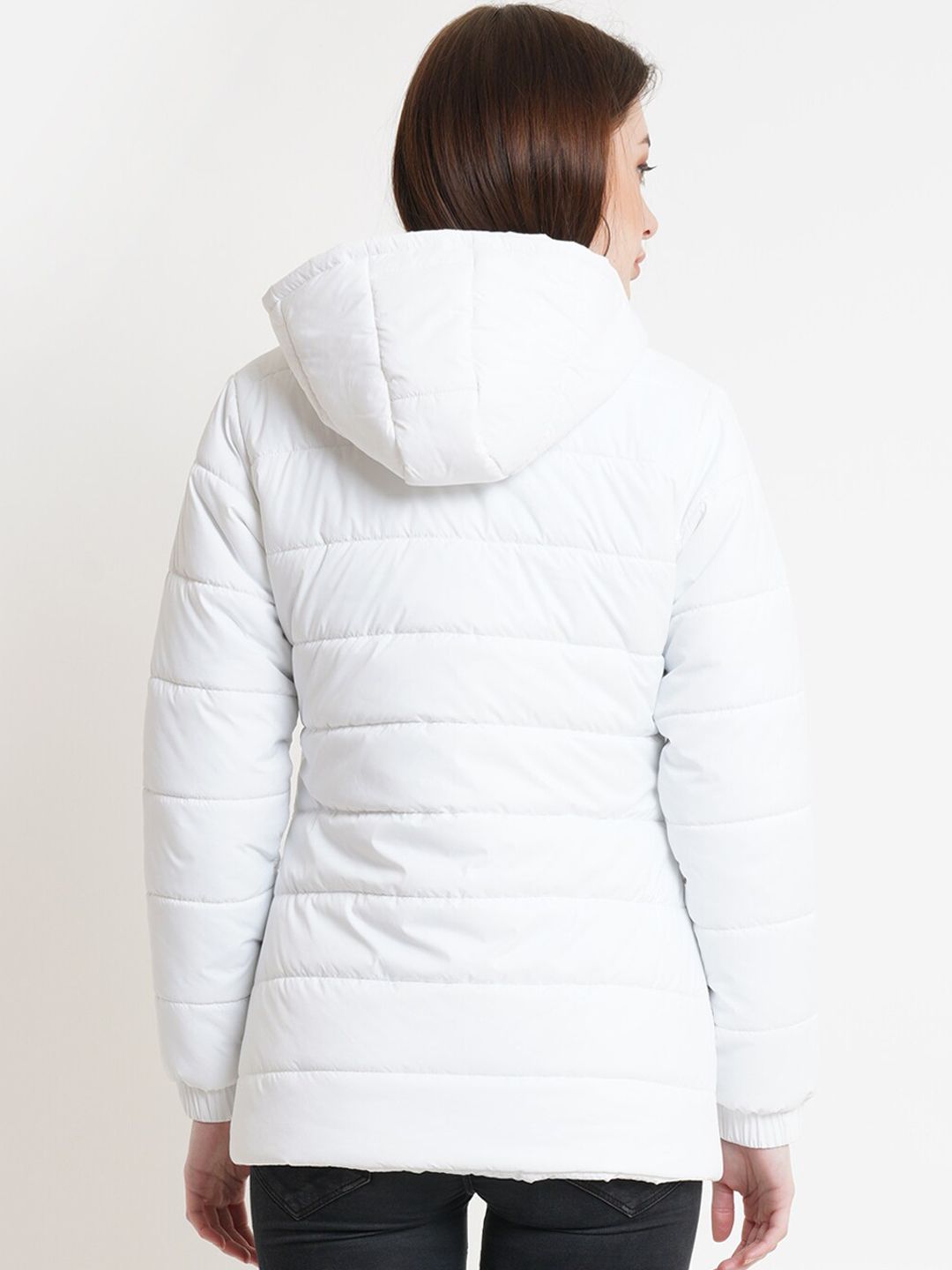 Kotty Women White Windcheater Puffer Jacket