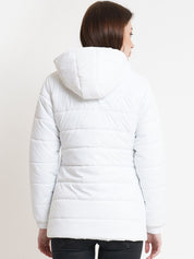 Kotty Women White Windcheater Puffer Jacket