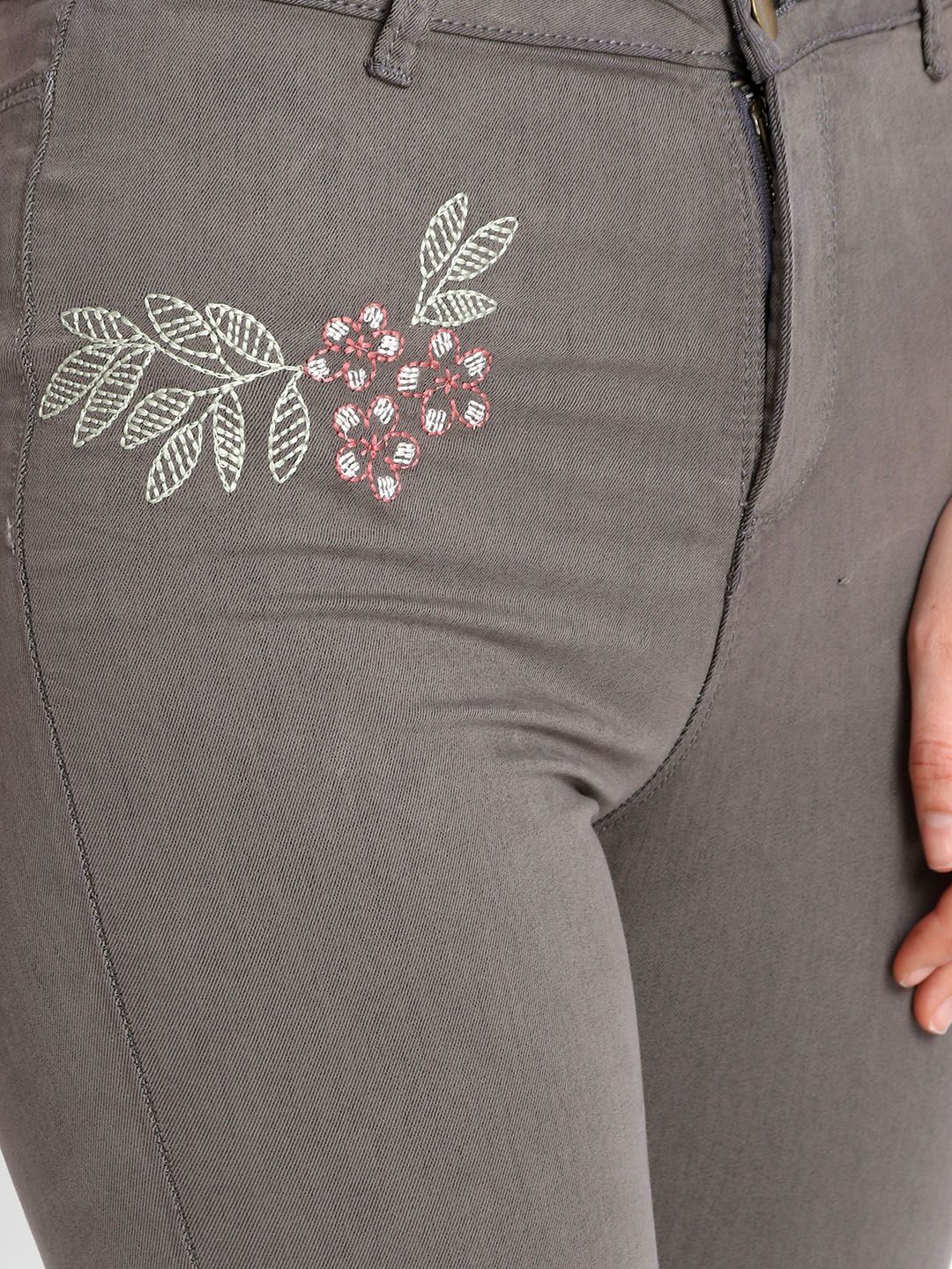 Kotty Women Grey Skinny Fit High-Rise Clean Look Stretchable Jeans