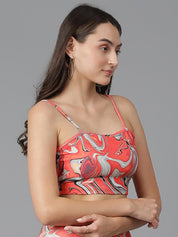 Kotty Printed Shoulder Straps Crop Top